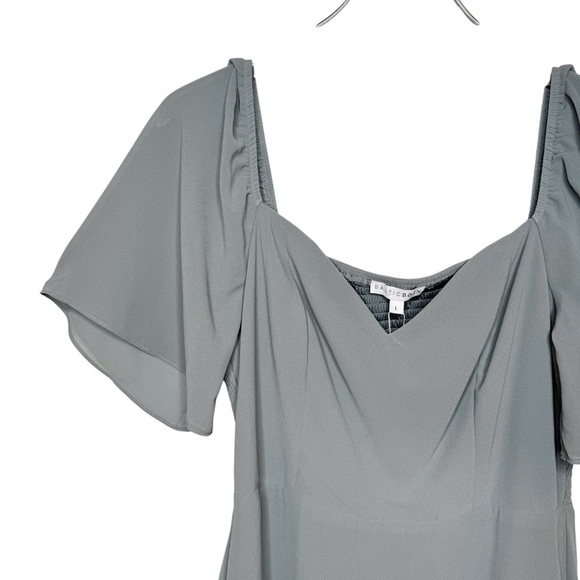 NEW Baltic Born Colette Dusty Blue Sweetheart Smocked Back Midi Dress Sz L - Picture 5 of 13